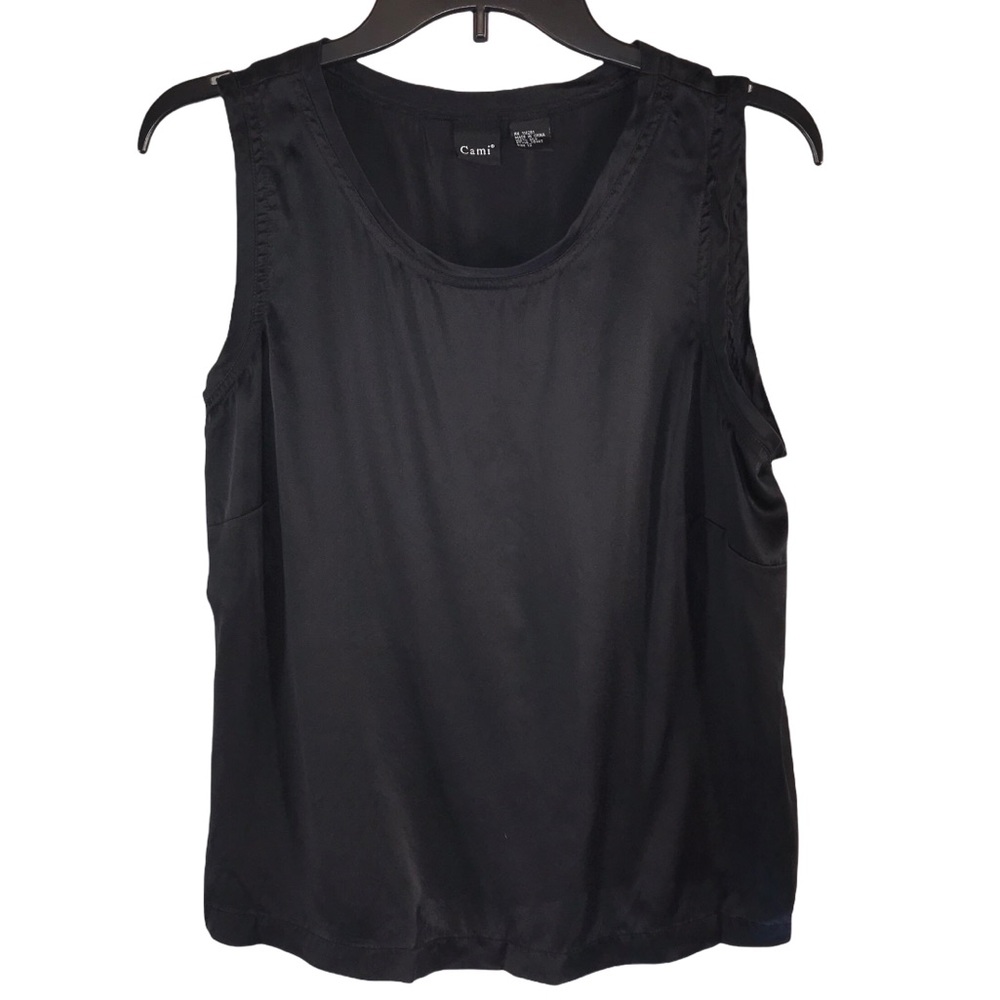 Cami 100% Silk Black Camisole Tank Top